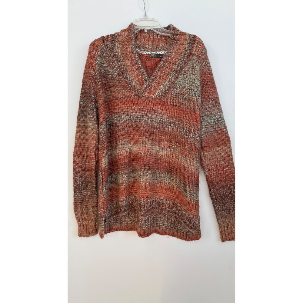 Prana Women's Claus Sun Dried Wool Blend Tan V-Neck Sweater Size XL Boho Preppy - Picture 2 of 10